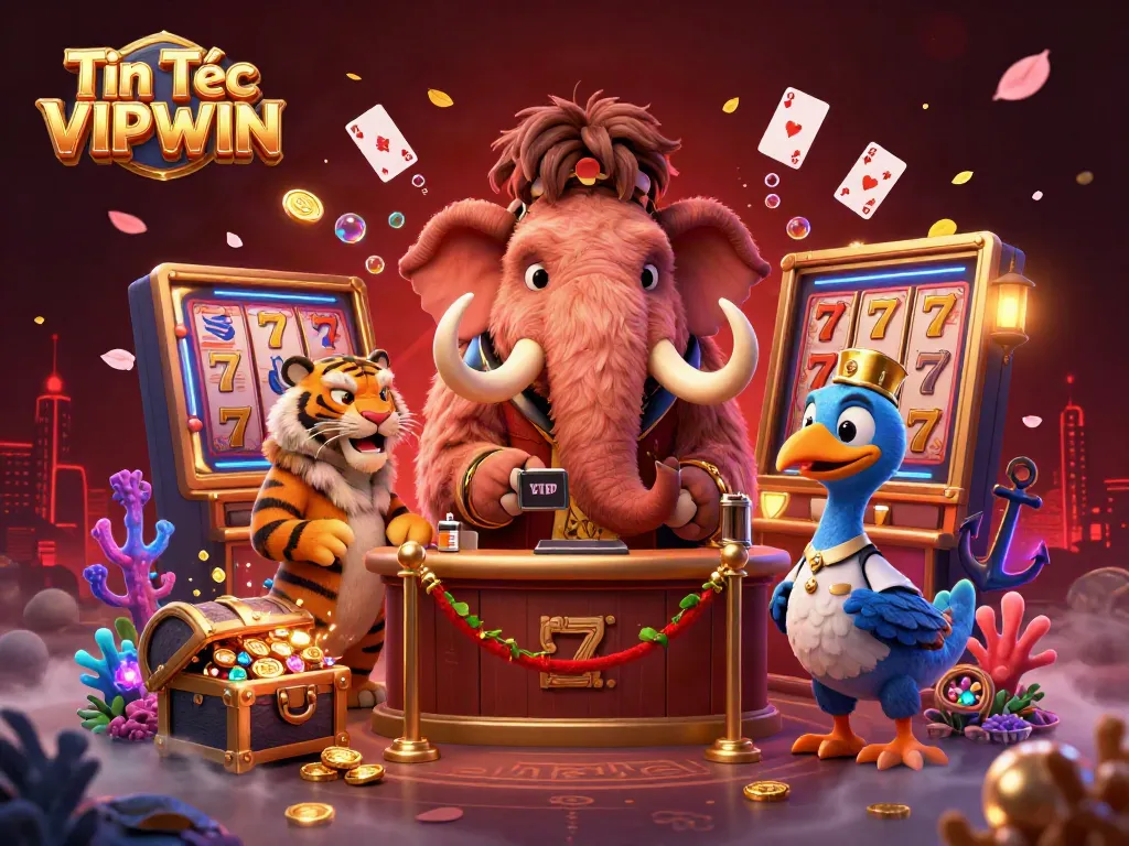 Engage with Tin Tức VIPWIN in this vibrant 3D illustration showcasing unique gaming elements and characters.