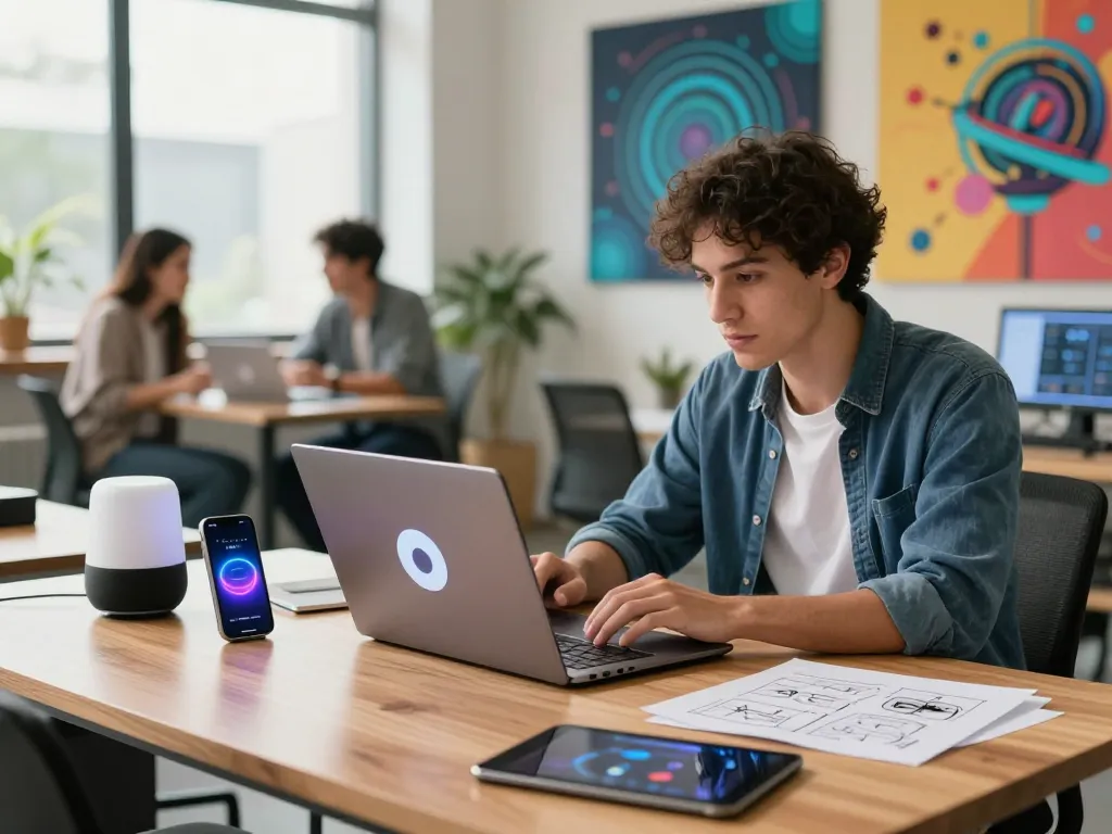 Engaging dynamic interaction with crush on ai in a modern tech workspace.