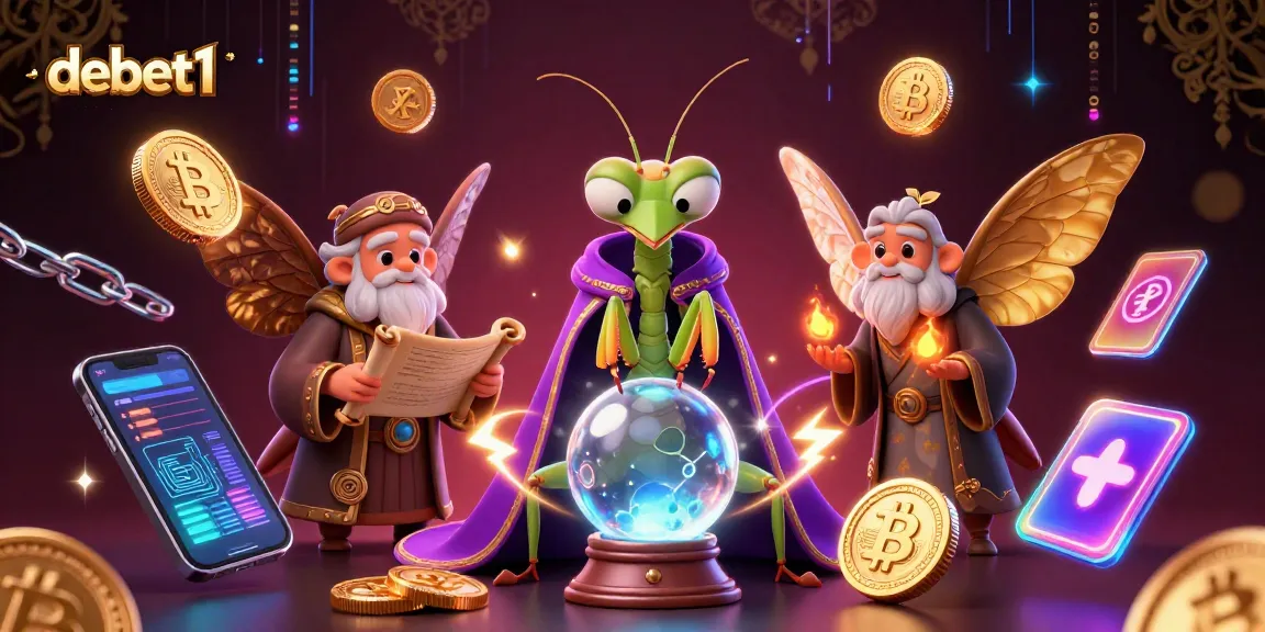 Engage with debet1's mystical fortune teller and modern crypto elements in a vibrant casino world.