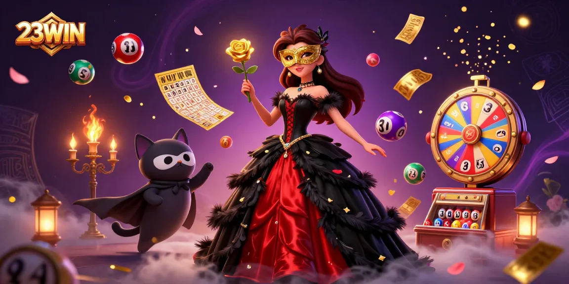 Engage with thrilling 23WIN gaming experiences through vibrant casino elements in a dazzling 3D illustration.