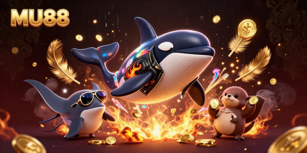 Engage in thrilling casino experiences at MU88 with animated characters and vibrant visuals.