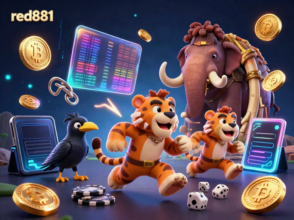 Experience thrilling gaming at red881 with engaging prehistoric casino characters and vibrant crypto elements.