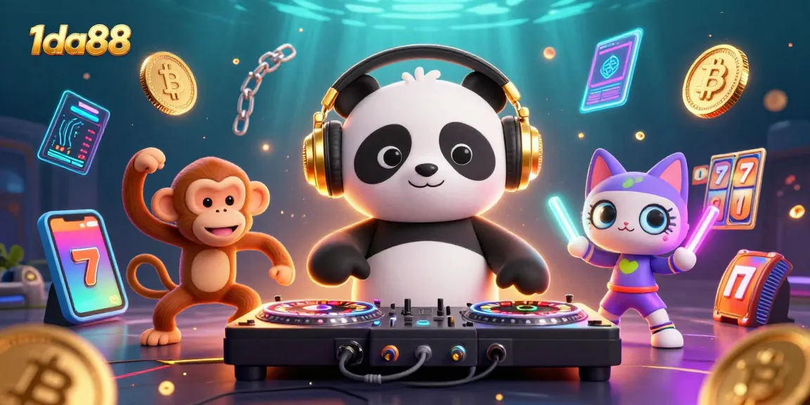 Experience thrilling casino fun with DJ panda and friends at 1da88 spinning roulette and slots.