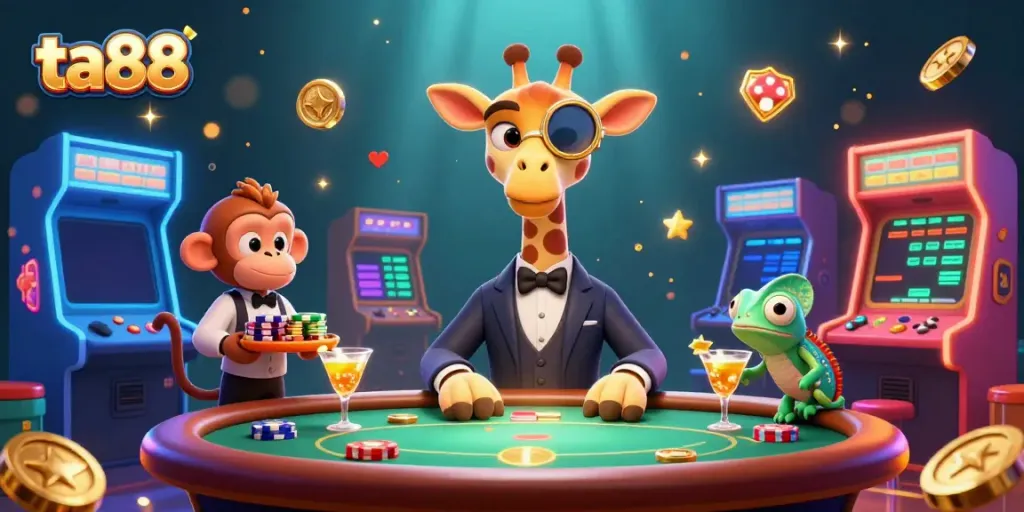 Engage in exciting gameplay at ta88 with high-roller giraffe and lively casino scene.