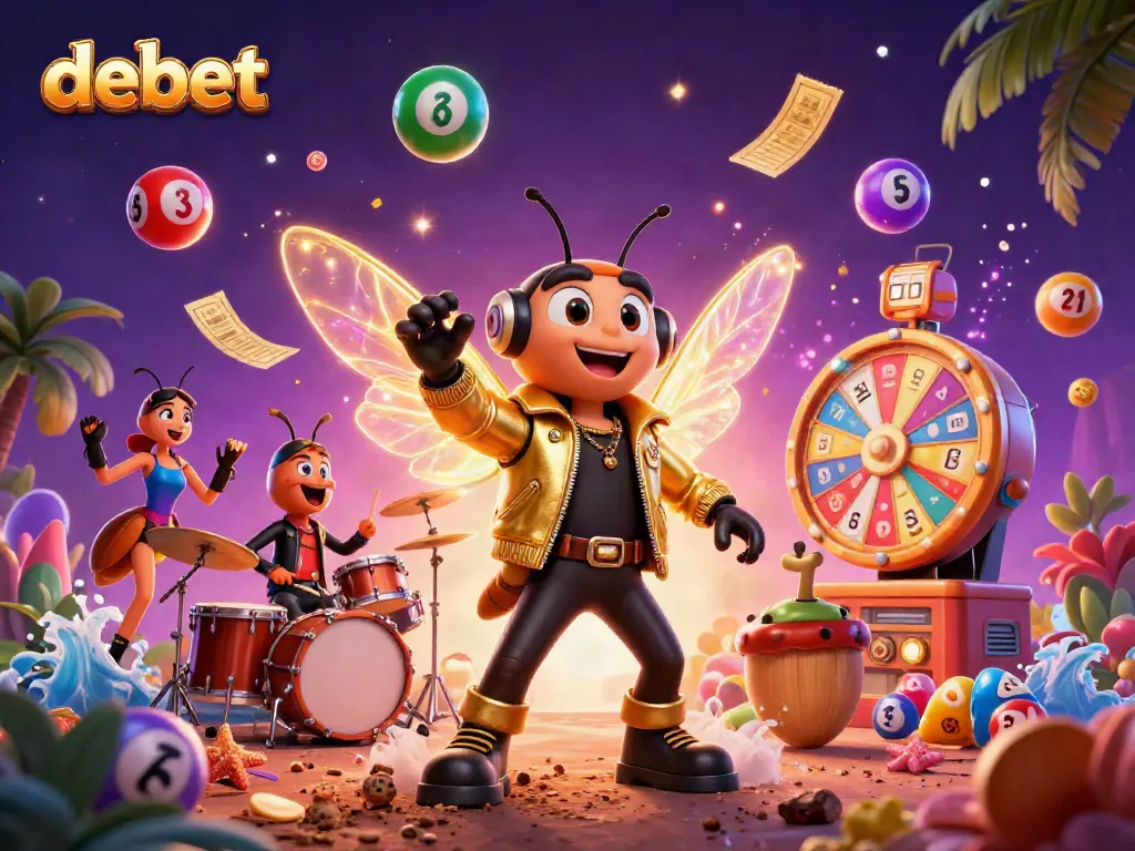 Experience big wins with debet in this vibrant, animated casino-themed scene.