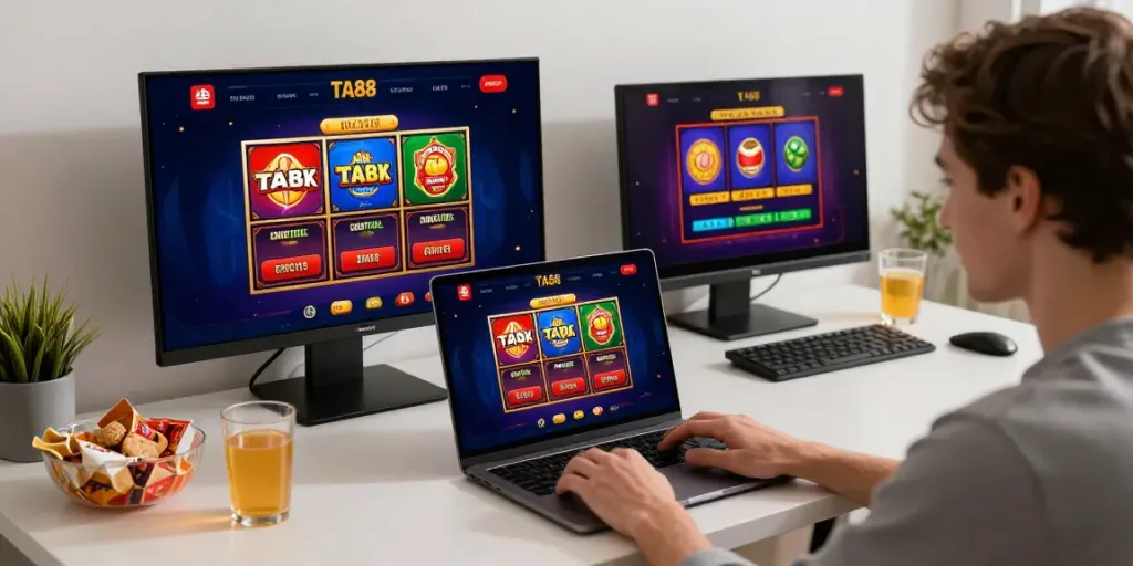 Engaging TA88 online gambling experience with vibrant games on display.