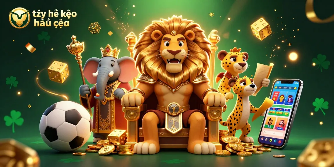 A vibrant illustration showcasing tỷ lệ kèo nhà cái elements with dynamic characters and sports betting elements creating an energetic gaming scene.