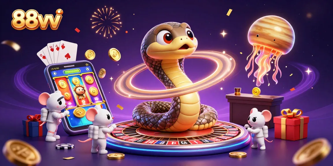 Experience the thrill of gaming with 88vv as tiny astronaut mice bet on a cosmic roulette wheel.