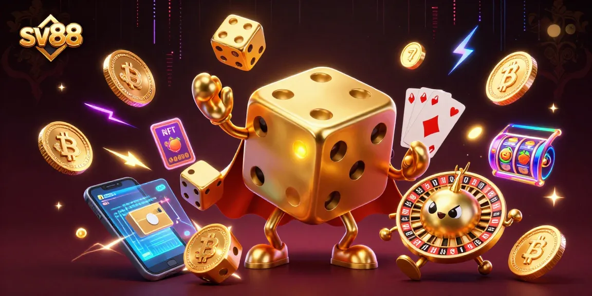 Experience thrilling wins at sv88 with lively golden dice and crypto elements in an engaging casino scene.